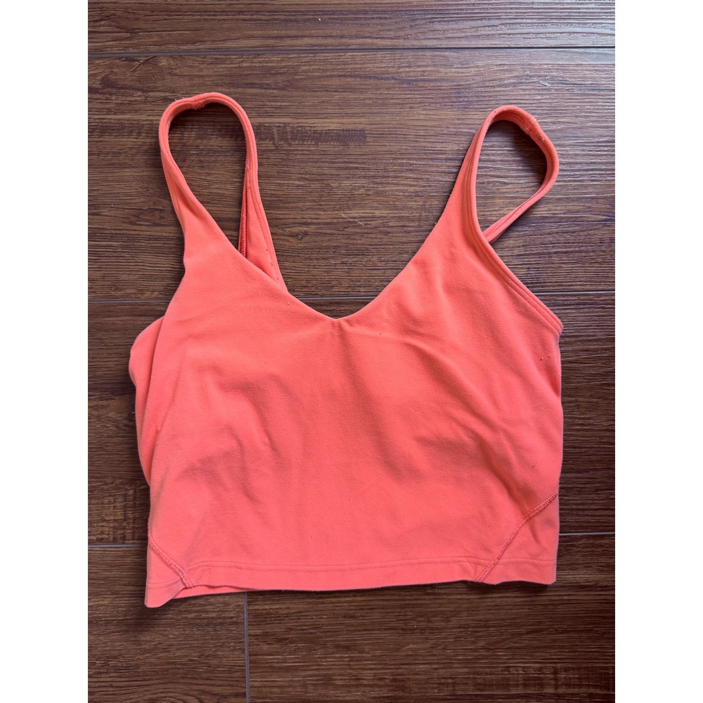 Lululemon Align Tank Top Coral Orange Nulu Cropped Yoga Bra Top LW1CWBS Size 4